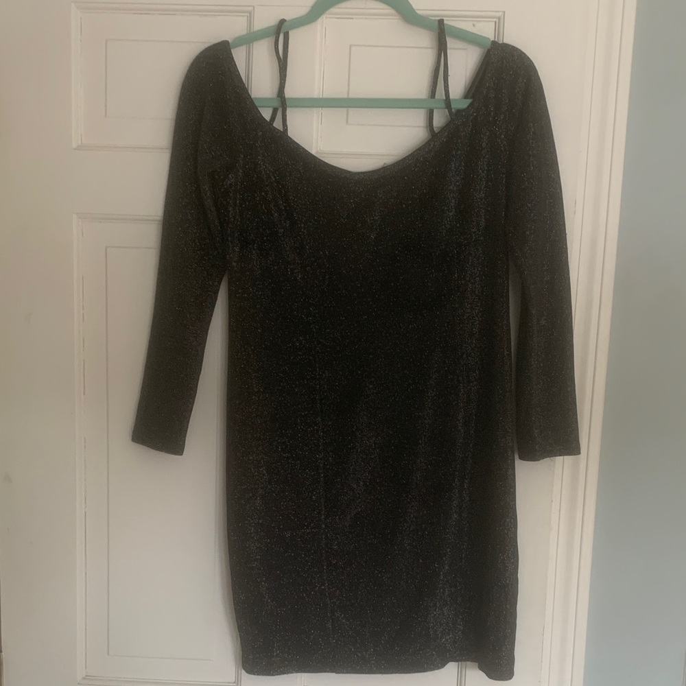 Express Black Sparkle Long Sleeve Dress